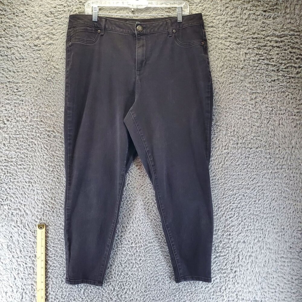 1822 Denim Jeans Womens 18W Black Tapered Leg Mid-Rise Stretchy Cotton Blend
